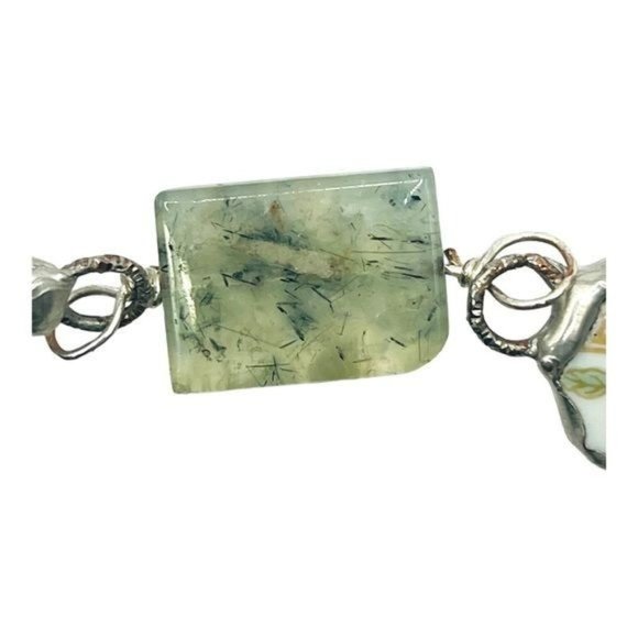 Artisan Antique Roses Broken Lynns China Necklace Hand Soldered Prenhite Stones - Picture 9 of 14